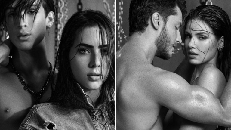Camila Queiroz, Klebber Toledo, Jade Picon e João Guilherme posam para Colcci