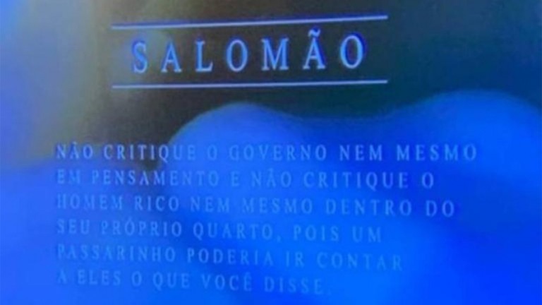 SBT exibe passagem da Bíblia que aconselha a não criticar o governo