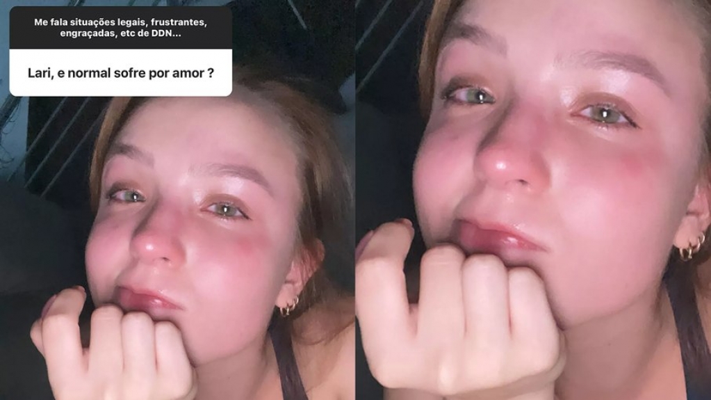 Larissa Manoela posta foto chorando e diz que "está tudo bem" sofrer por amor Larissa Manoela posta foto chorando e diz que "está tudo bem" sofrer por amor