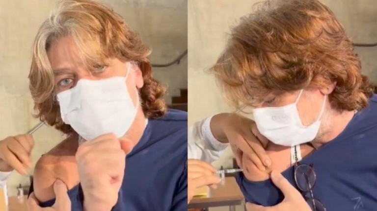 Fábio Assunção é vacinado contra Covid-19 e se emociona: 'Muito obrigado'