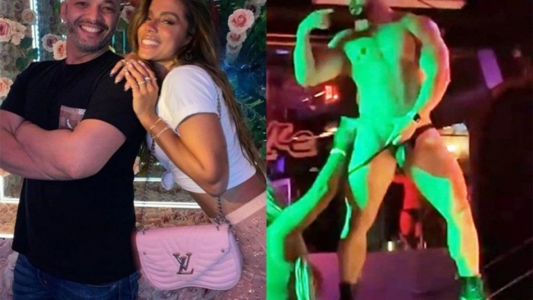 Anitta curte aniversário de amigo em boate com go-go boys