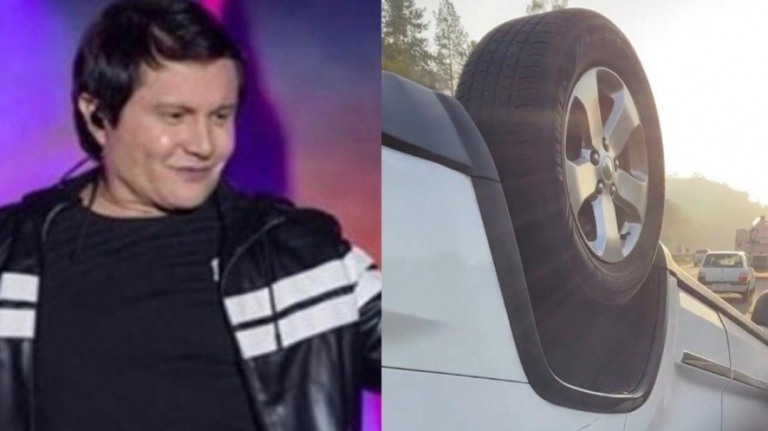 Cantor Giovani sofre acidente de carro; veículo capotou três vezes