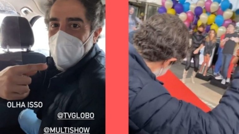 Marcos Mion é recebido com carro de som na Globo: "Te amo Multishow"