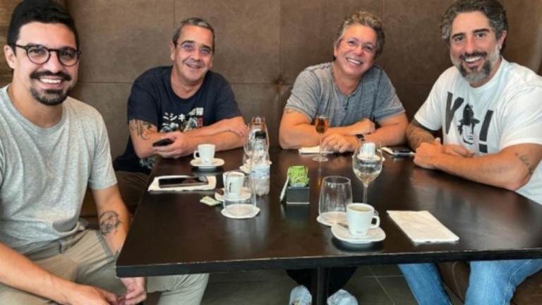 Marcos Mion almoça com Boninho e manda recado para Fernanda Gentil