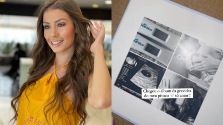 Maria Lina exibe álbum de gravidez do filho, João Miguel: 'Te amo'