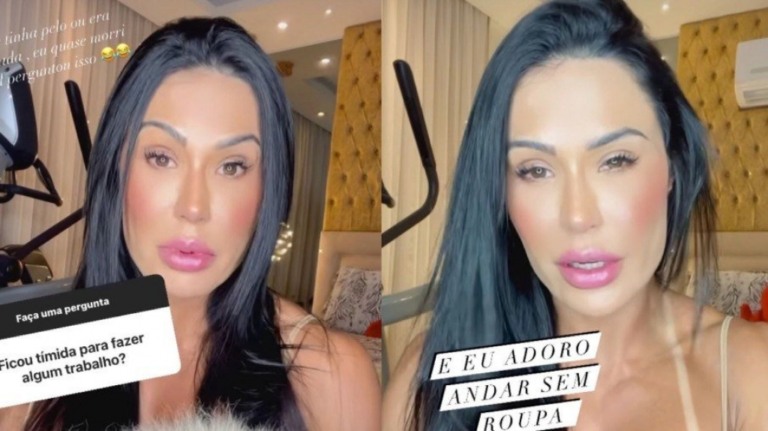 Gracyanne revela que ficou tímida ao posar nua: "Perguntou como era a perereca"