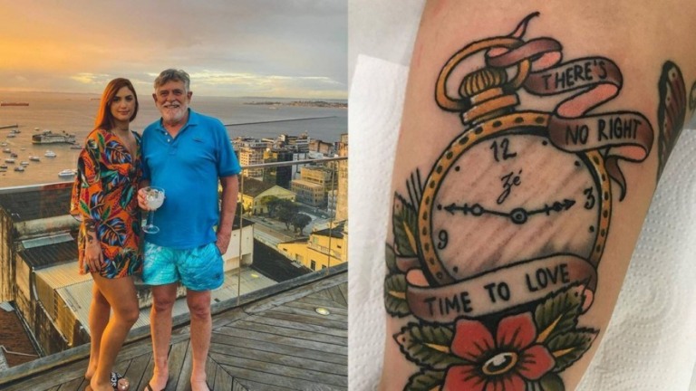 Carol Junger faz tatuagem em homenagem a José de Abreu