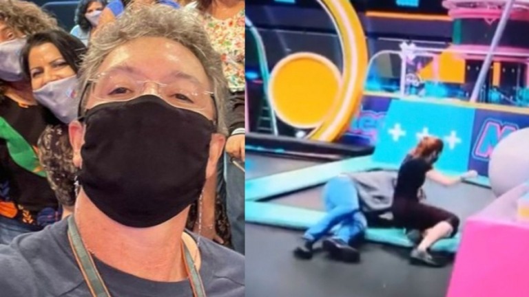 Vídeo: Boninho leva tombo em gravação do programa de Fernanda Gentil