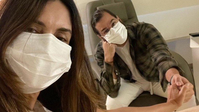Túlio posa com Fátima Bernardes antes da cirurgia: "Cuidando dela"