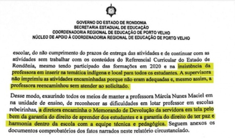 Professora é removida de escola pública por "insistir na temática indígena"