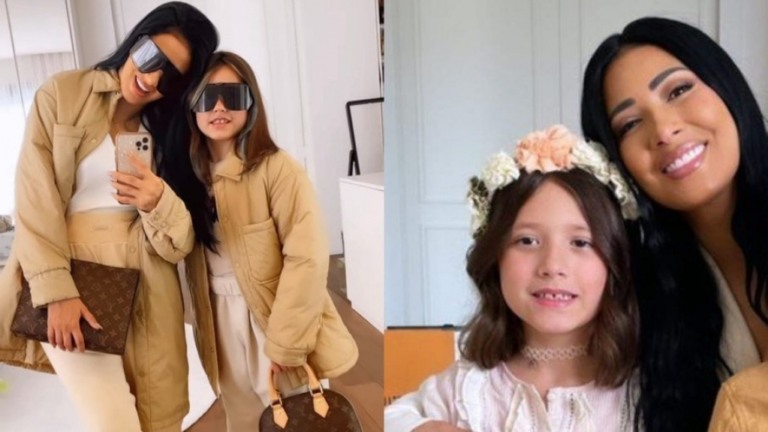 Ao lado da mãe, filha de Simaria posa com bolsa de 9 mil reais