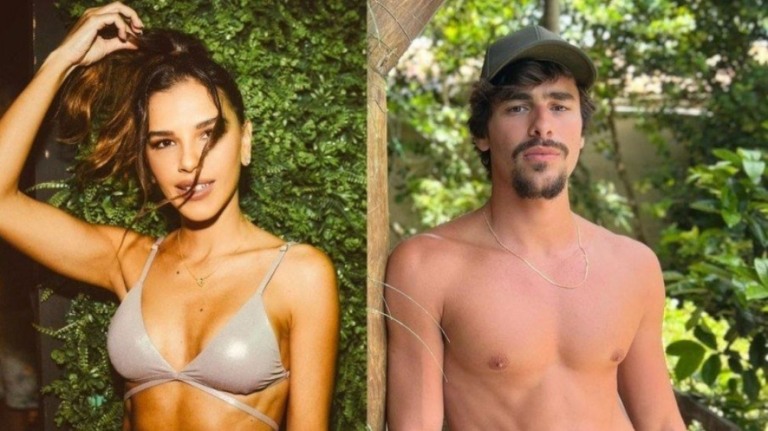 Mariana Rios e Bruno Montaleone trocam beijos em festa