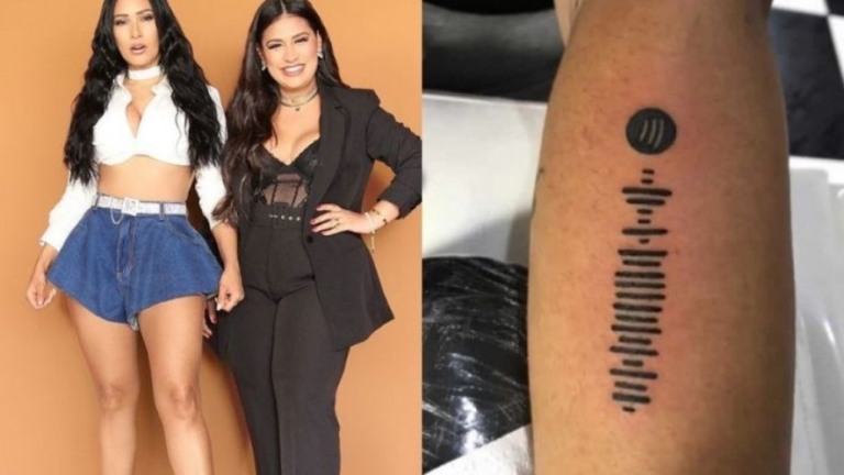 Fã de Simone e Simaria tatua código da página da dupla no Spotify