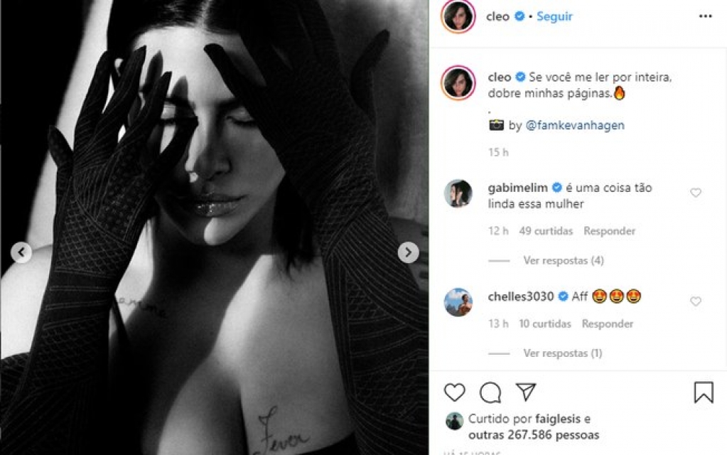 Cleo revela tatuagem íntima em cliques sensuais no Instagram