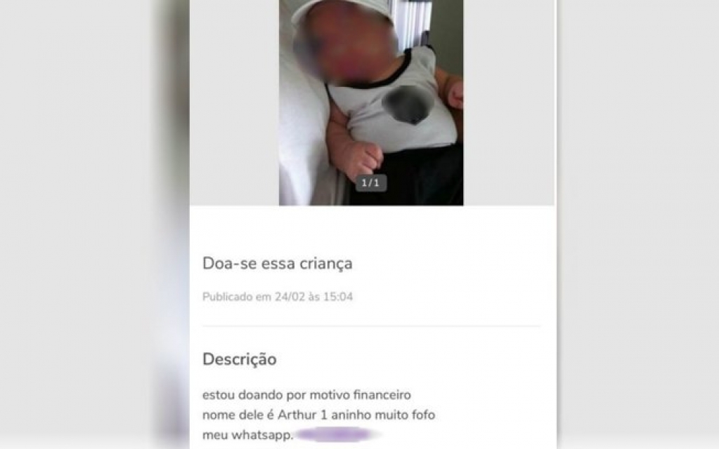 Polícia investiga anúncio de doação de bebê na internet por "motivo financeiro"