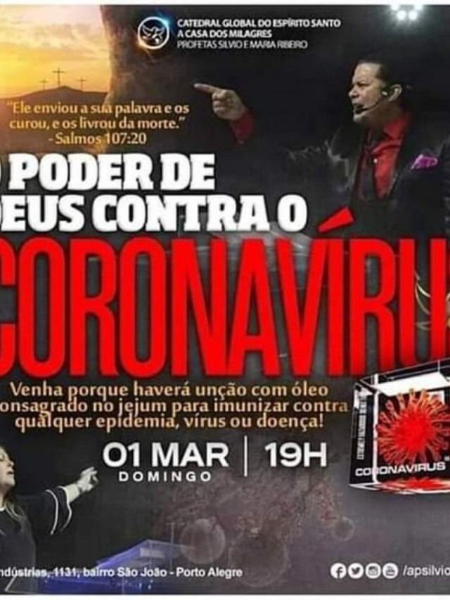 Igreja evangélica aposta em óleo consagrado e "Poder de Deus" contra coronavírus