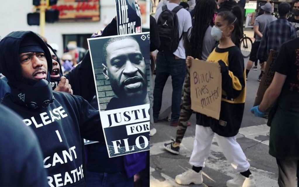 Ariana Grande e mais famosos comparecem aos protestos por George Floyd