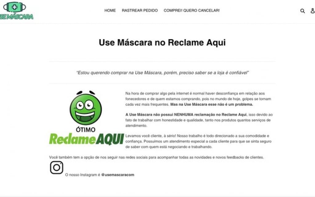 É golpe: site vende máscara não entrega e mente sobre avaliação