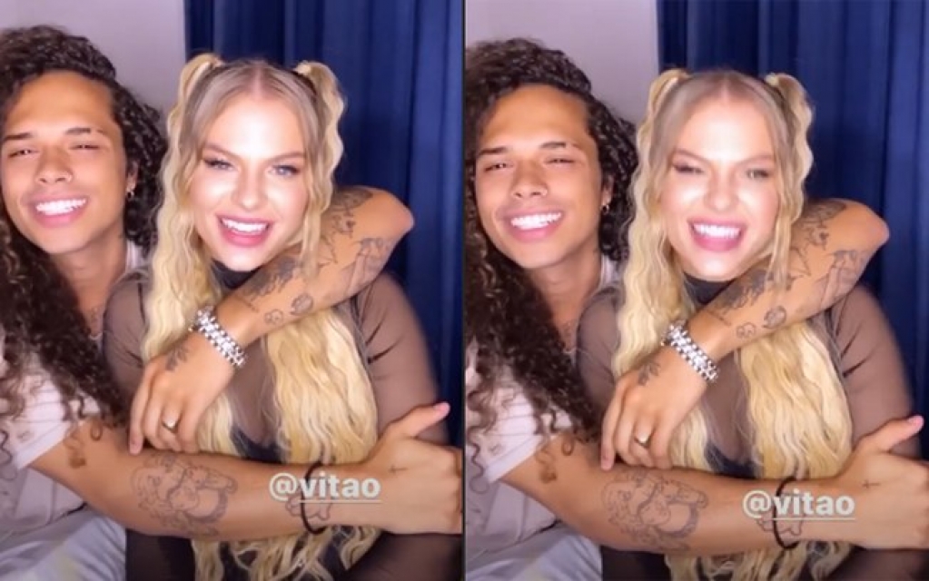 Luísa Sonza e Vitão surgem abraçadinhos depois de cantarem juntos em live