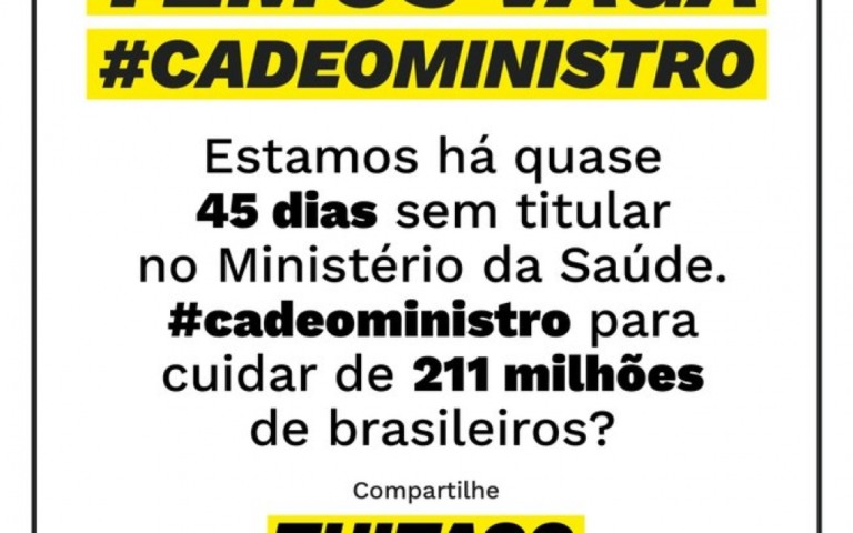 Movimento no Twitter cobra Bolsonaro por novo ministro da saúde