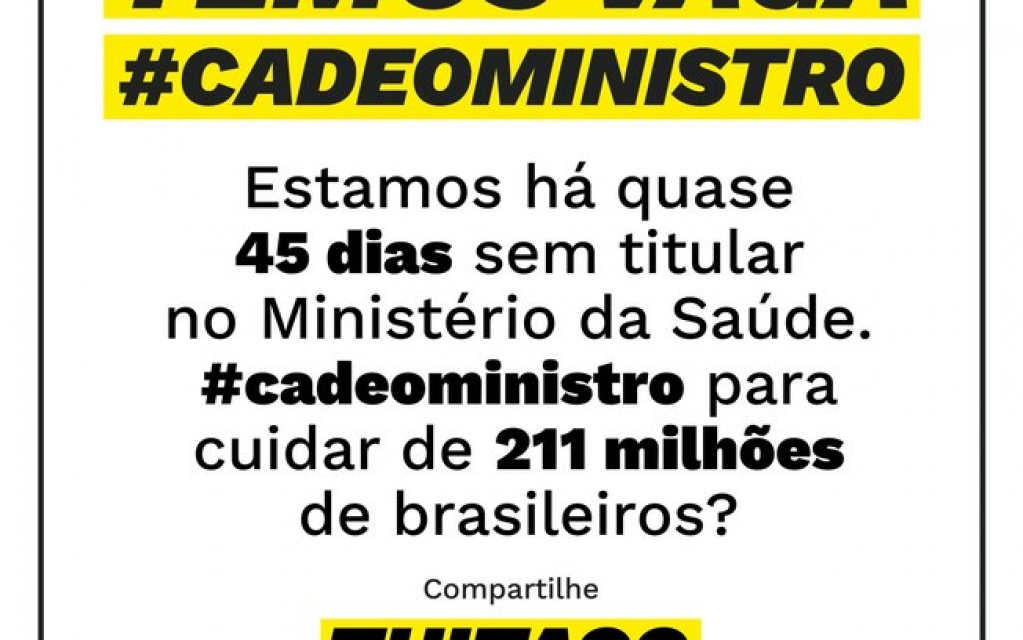 Movimento no Twitter cobra Bolsonaro por novo ministro da saúde Movimento no Twitter cobra Bolsonaro por novo ministro da saúde