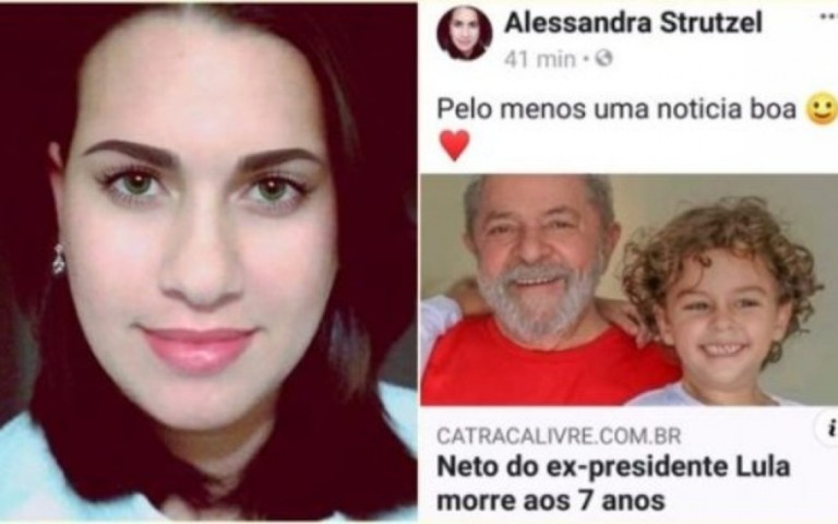 "Blogueira" que comemorou morte do neto de Lula é perfil fake gerido por homem