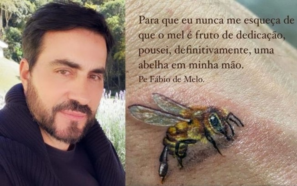 Após abominar padre tatuado, Fábio de Melo faz uma abelha na mão