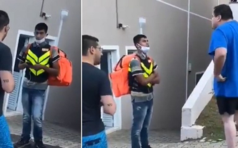 Motoboys protestam em condomínio de rapaz que fez ofensas racistas