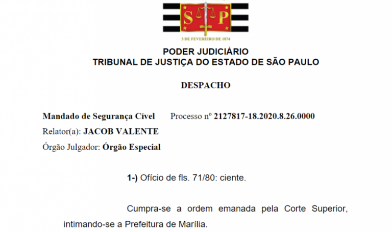 TJ suspende liminar e manda notificar Marília; cidade deve ter ações judiciais