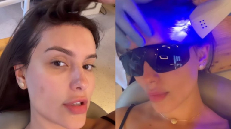 Ex-BBB Thais Braz faz procedimento para preencher entradas no cabelo