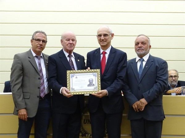 José Bassiga, Mario Coraini, Lafayette Pozzoli e Cicecro do Ceasa na homenagem a Montoro