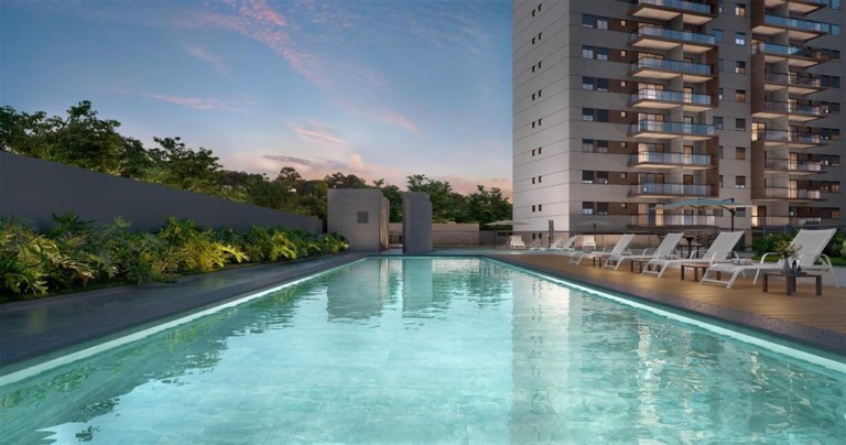 Com clube completo, empreendimento moderno oferece até uma piscina de raia de 25 metros