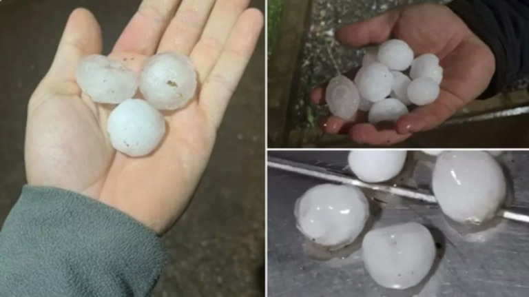 Forte temporal de granizo "bola de gelo" causa estragos em SC