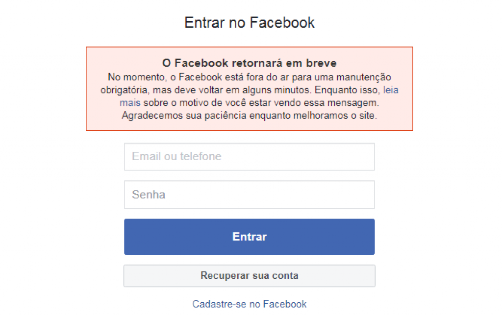 Facebook e Instagram sofrem instabilidade no Brasil, EUA e Europa