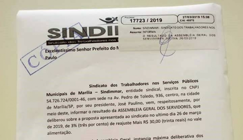 Sindicato notifica prefeitura sobre Estado de Greve e marca negociação