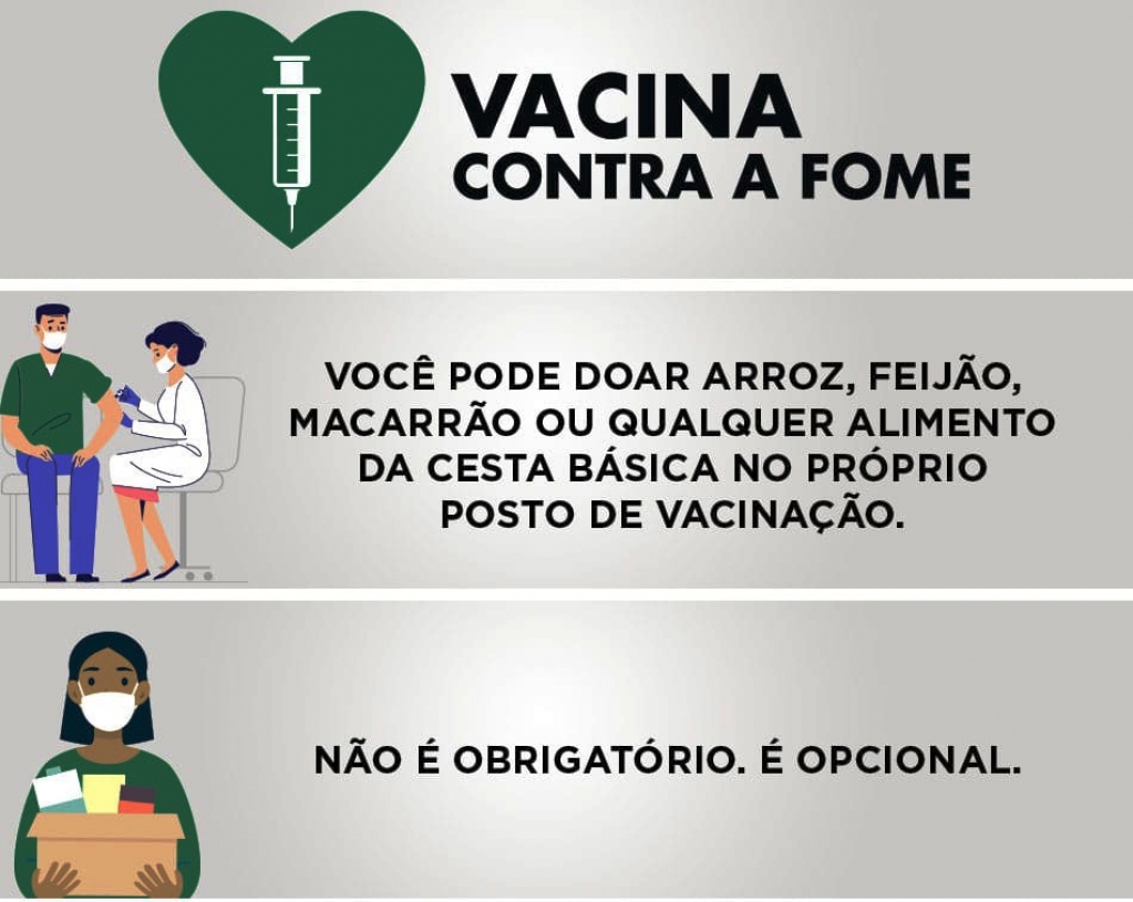 Cadastro esgota vagas para vacinação no sábado; cidade arrecada alimentos