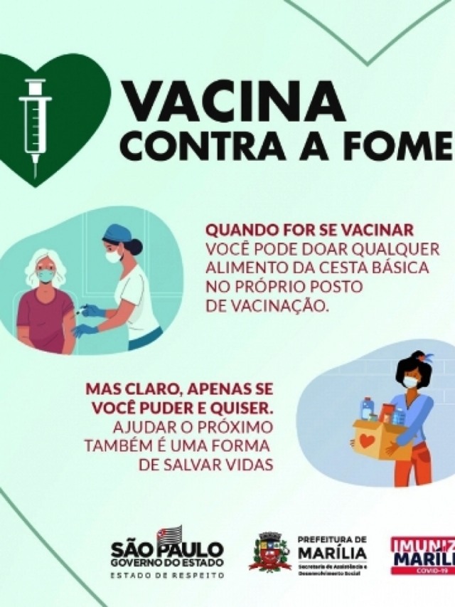 Marília reforça pedido para doações de alimentos durante vacinação