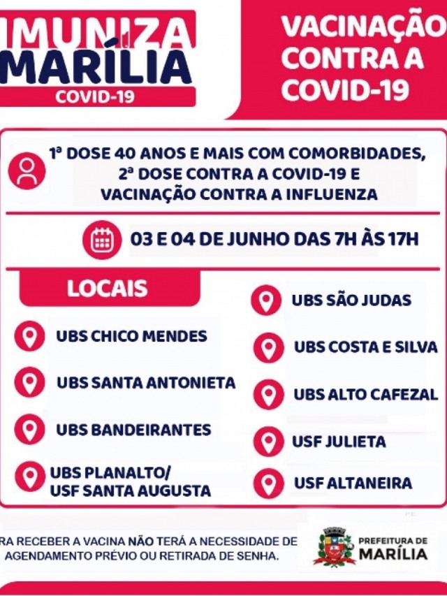 Feriado prolongado tem  UBS abertas em Marília; veja horários de comércio e serviços