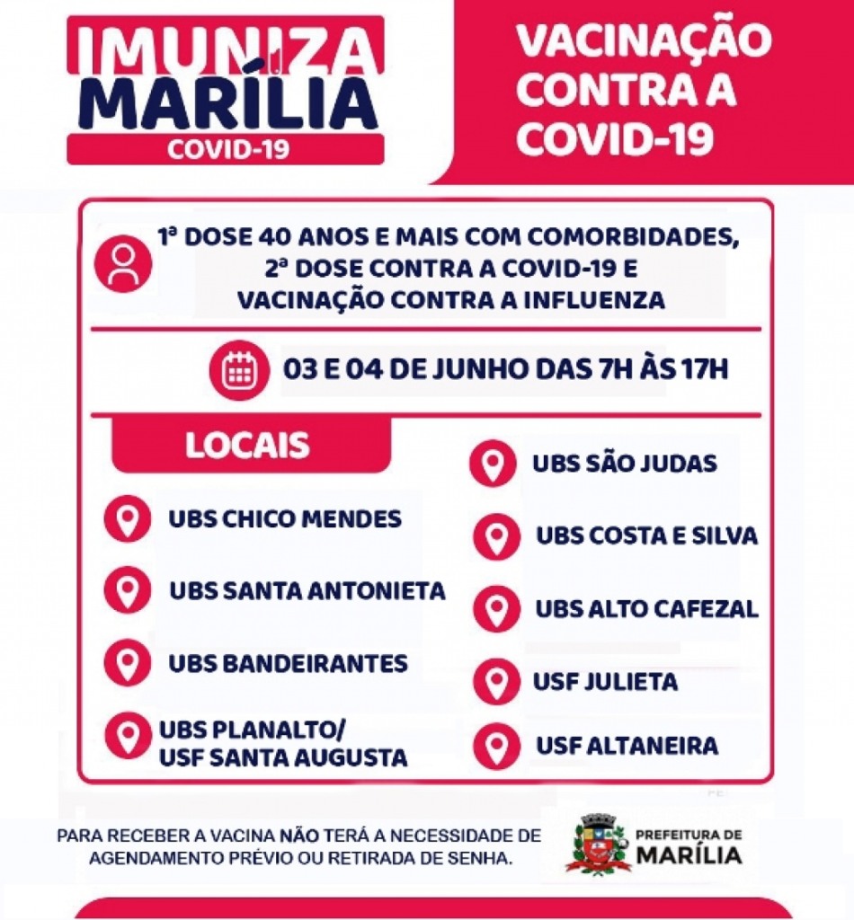 Feriado prolongado tem UBS abertas em Marília; veja horários de comércio e serviços Feriado prolongado tem UBS abertas em Marília; veja horários de comércio e serviços