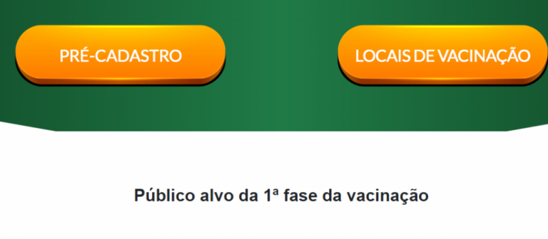 Estado lança site para para pré-cadastro da vacinação contra Covid-19