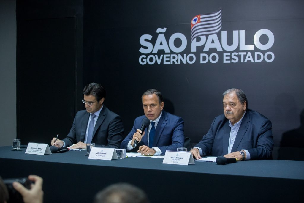 Governador João Doria e o vice, Rodrigo Garcia, durante anúncio da concessão – Divulgação