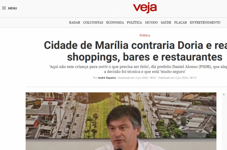 Revista Veja repercute decreto para abertura do comércio em Marília