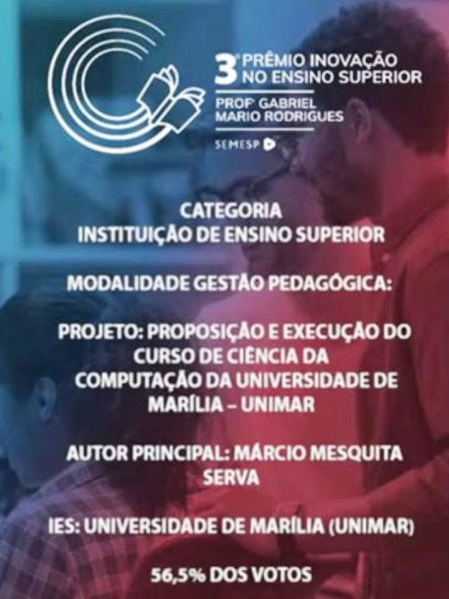Ciência da Computação da Unimar vence principal prêmio de Inovação do Ensino Superior