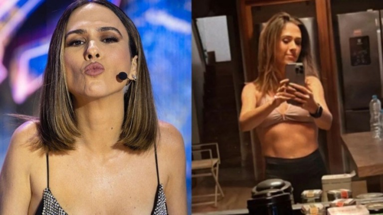 Tatá Werneck exibe abdômen definido e celebra: 'Estou malhando'