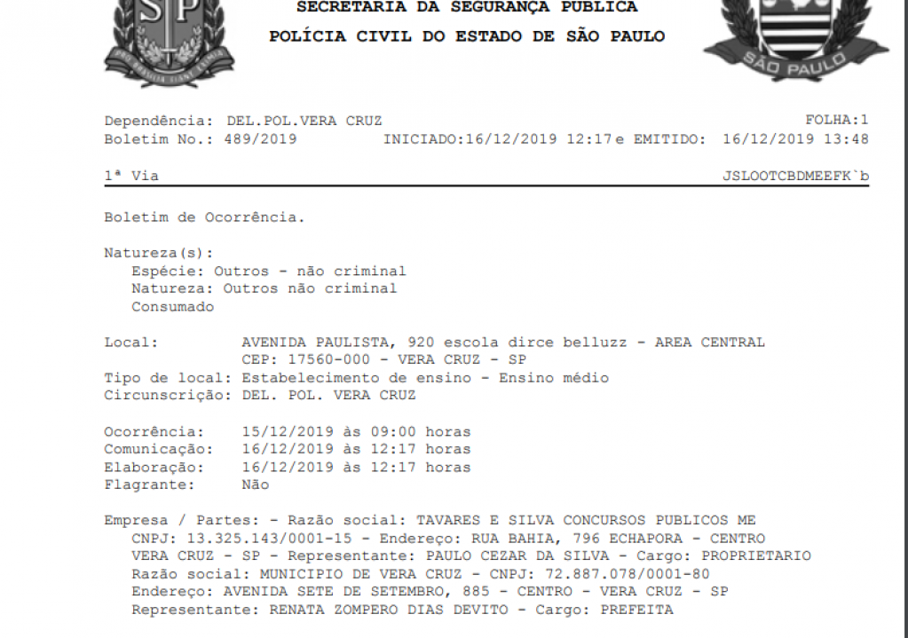 Concurso de Vera Cruz tem nova polêmica e vira caso de polícia