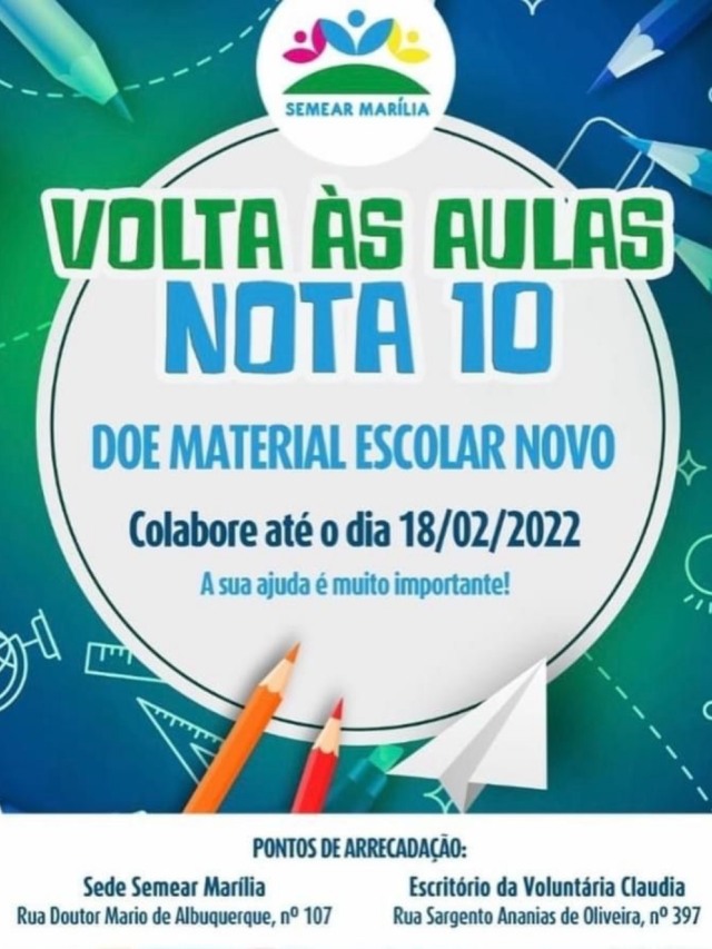Projeto Semear arrecada material escolar para ajudar 200 crianças do Jardim Cavallari Projeto Semear arrecada material escolar para ajudar 200 crianças do Jardim Cavallari