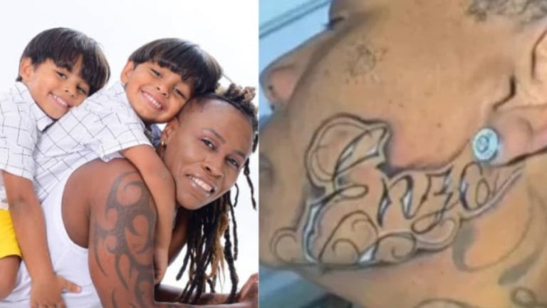 Pepê, dupla de Neném, tatua nome dos filhos no rosto e se arrepende