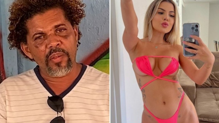 Influenciadora troca beijos com mendigo espancado por personal; vídeo