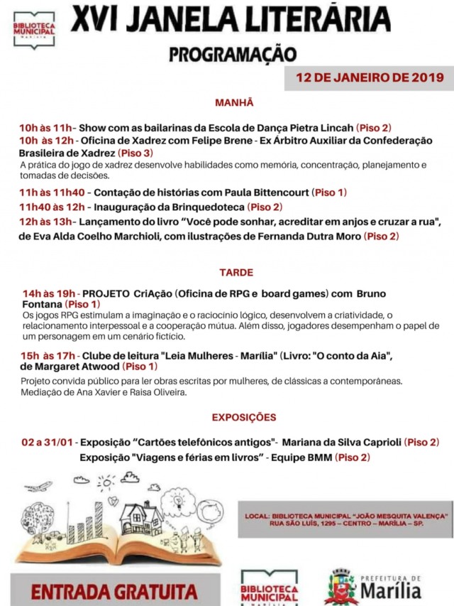 16ª Janela Literária promove arte e cultura neste sábado (12), confira programação