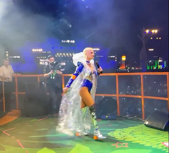 Xuxa durante apresentação no Rock in Rio 2024